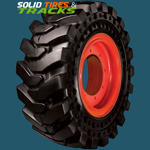 Set of 4, 14.00-24 Telehandler Solid Tires with 8 Bolt Hole Rims